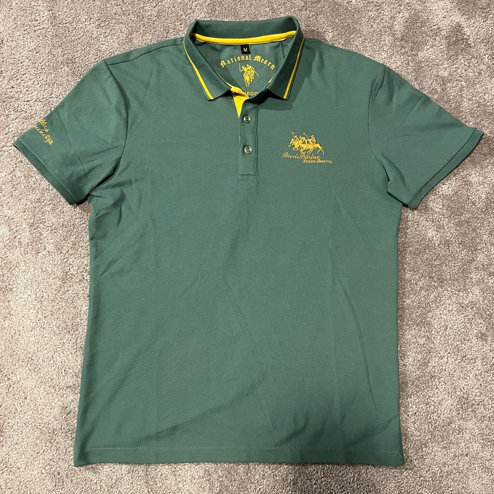 Vogue Green and Yellow Polo Shirt with Embroidered Logo